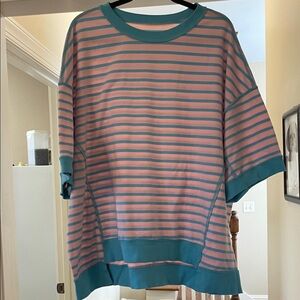 Striped Teal and Pink Crop Top